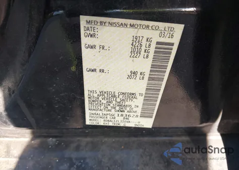 2016 Nissan Altima 2.5 Sv from USA, damaged, VIN 1N4AL3AP5GC183628